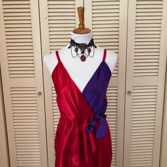 Vintage 80s Gold Label Victoria’s Secret red & purple Dress - Picture 15 of 16